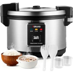 Commercial Rice Cooker, 10L/10.6QT Large Rice Cooker & Rice Warmer 50 CUPS Cooked Rice, Fast Cooking Electric Cooker with Auto Keep Warm, Non-stick Inner Pot for 10-20 People Use,120V