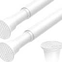 2 Pack Spring Tension Curtain Rod 18-36 inch, Adjustable Tension Rod No Drilling Small Curtain rod, Spring Loaded Curtain Rods for Windows Doorway, White