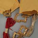 8 Pcs Mini Picture Frame Ornament for Christmas Tree Gold Vintage Photo Frames Antique Resin Oval Rectangle Tiny Ornamental with Hook and Ribbon for Xmas Tree Wall Decor(Rustic Style)