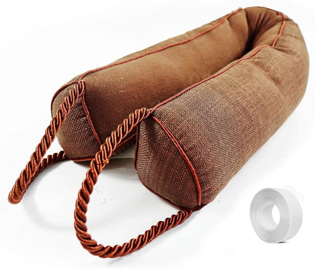 Under Door Draft Stopper-Weighted Door Draft Bottom Weather Stripping Noise Blocker for Doors and Windows (Brown, 36 inch)