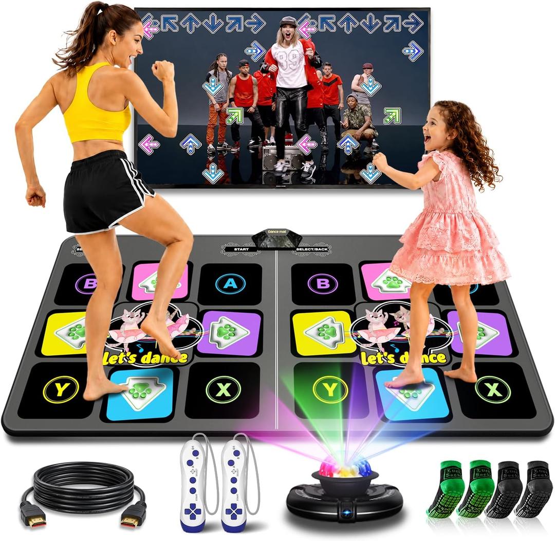 Dance Mat for Kids & Adults - Wireless Electronic Dance Pad with HDMI Plug & Play, 2-Player Dance Game Mat, Exercise Mat for Family Parties, Birthday Gift for Boys Girls Ages 6+, 65.4" x36.6"