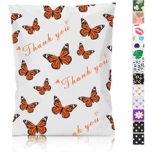 JinRuiKJ Thank You Poly Mailer 14.5x19 - 50 Pack Strong Thick Self Adhesive Mailing Bags - Cute Butterfly Printed Packaging Bags