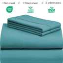 LuxClub 4 PC Queen Sheet Set, Breathable Luxury Bed Sheets, Deep Pockets 18" Wrinkle Free Cooling Sheets Machine Washable Hotel Bedding Silky Soft - Teal Queen