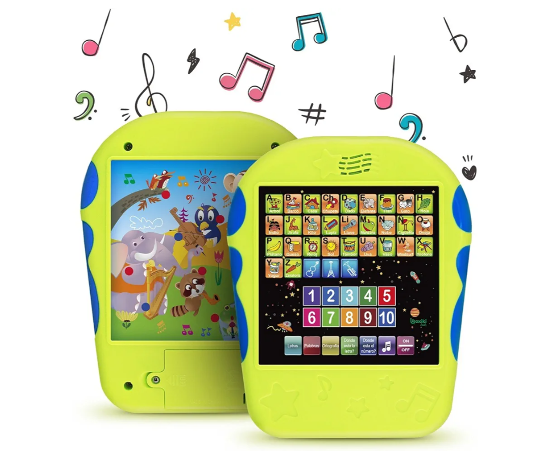 Spanish Learning Tablet for Kids - Bilingual Toy for Toddlers to Learn Spanish ABC, Numbers, Spelling, “Where is?” Game, Melodies, Animals and Sounds - 3 Years and Up