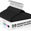 HOUSE DAY 11 Inch Black Velvet Baby Hangers 20 Pack, Premium Kids Hangers for Children, Infant & Toddler Clothes, Durable Non Slip Baby Felt Hanger for Closet, Ideal for Everyday Use