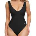 Popilush Body Suits for Women - Going Out Tank Tops - Plunge Deep V Neck Backless Sleeveless Tummy Control Shapewear Bodysuit L