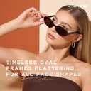 DANAMY Sunglasses Womens Retro Oval Sunglasses for Women Men Fashion Small Oval Sun Glasses 90s Vintage Driving Shades, One Size