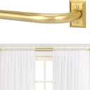 Gold Wrap Around Curtain Rods 36 to 72:Blackout Heavy Duty Adjustable Window Curtain Rod for Bedroom Kitchen, Modern Decorative Curved French Metal Single Drapery Rods Easy Install, Brushed Gold