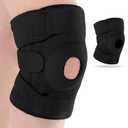 Foilswirl 1 Pcs Kids Knee Brace with Side Stabilizers Patella Gel Pads Adjustable Straps Youth Child Knee Brace Support for Meniscus Tear Sports, Meniscus Tear (Black), One Size