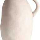 White Ceramic vase with Handle, Distressed Cement Texture, Boho Terracotta Large Pottery 10inch Tall, Rustic Farmhouse Decorative vases for Centerpieces, Unique Stoneware Jug for Flowers