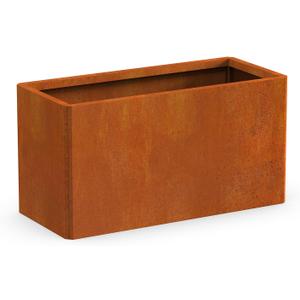 Rectangular Low Planter Box - Co rten Steel Outdoor Planter for Patio, Garden, Porch - 25x11x13 Inch, Brown