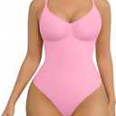 FeelinGirl Shapewear Bodysuit for Women Tummy Control Waist Bodysuit Thong Shapewear Body Shaper Going Out (Pink, XL)