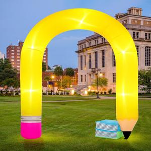Shappy 9ft Pencil Inflatables Arch Kindergarten Preschool Graduation Decoration Blow up Pencil Outdoor Decor with LED Lights for 2026 Elementary Classroom Party Garden Lawn Yard Decor Photo Props