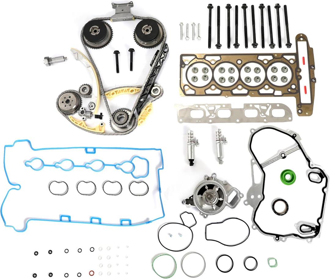 9-4201S Timing Chain Kit w/Water Pump w/Head Gasket Set for 2009-2017 Chevy Captiva Cobalt Equinox HHR Malibu, for Buick Lacrosse Regal Verano, for GMC Terrain, Pontiac 2.4 2.2L Ecotec