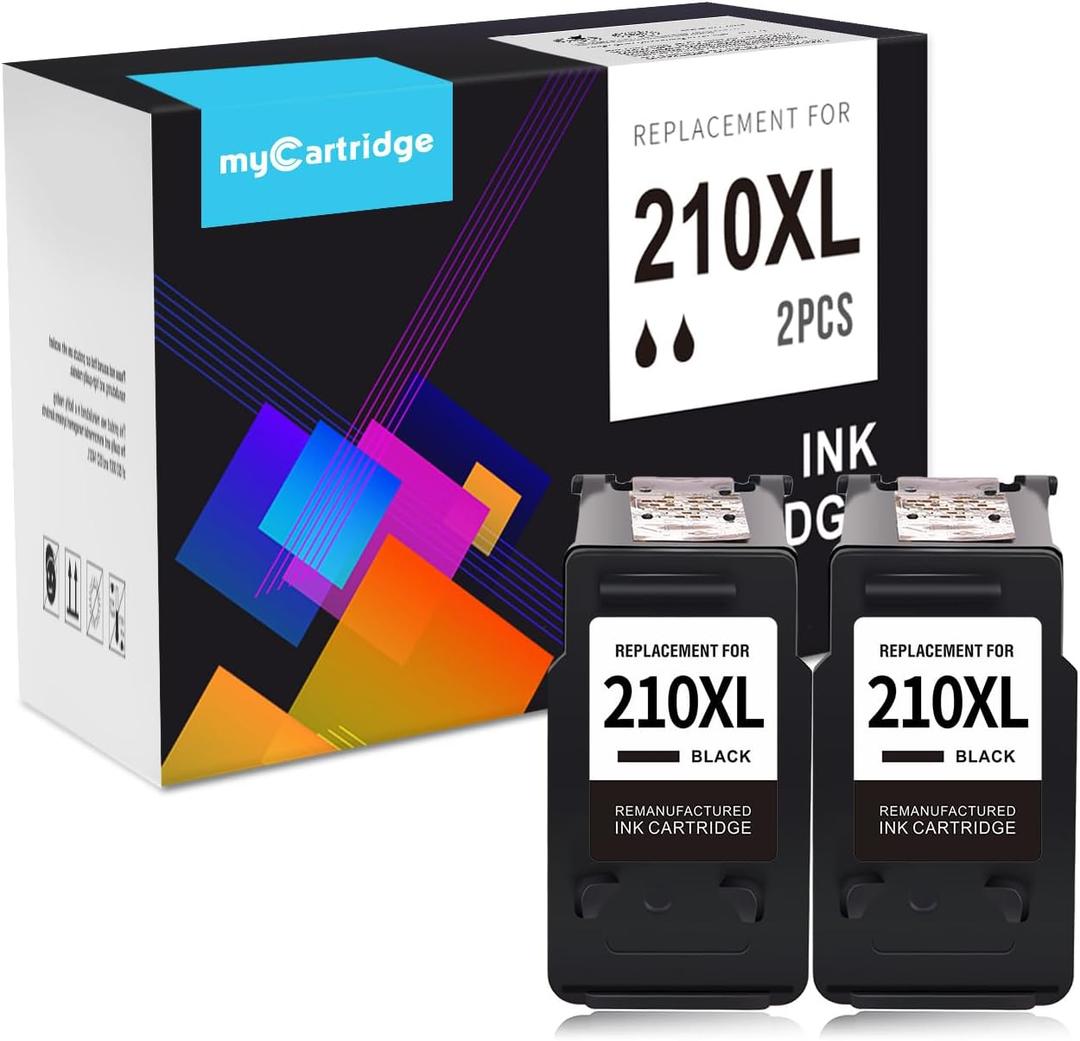 myCartridge 210XL Black Remanufactured Ink Cartridge Replacement for Canon PIXMA MP490 MP495 MP250 Printer 210XL Ink (2 Pack)