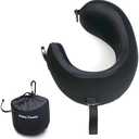 C CUSHION LAB Extra Support Travel Pillow, Award-Winning Patented Ergonomic Design for Chin & Neck Support Memory Foam Neck Pillow, Compact Airplane Pillow for Traveling, Flight, Car (Black, Medium)