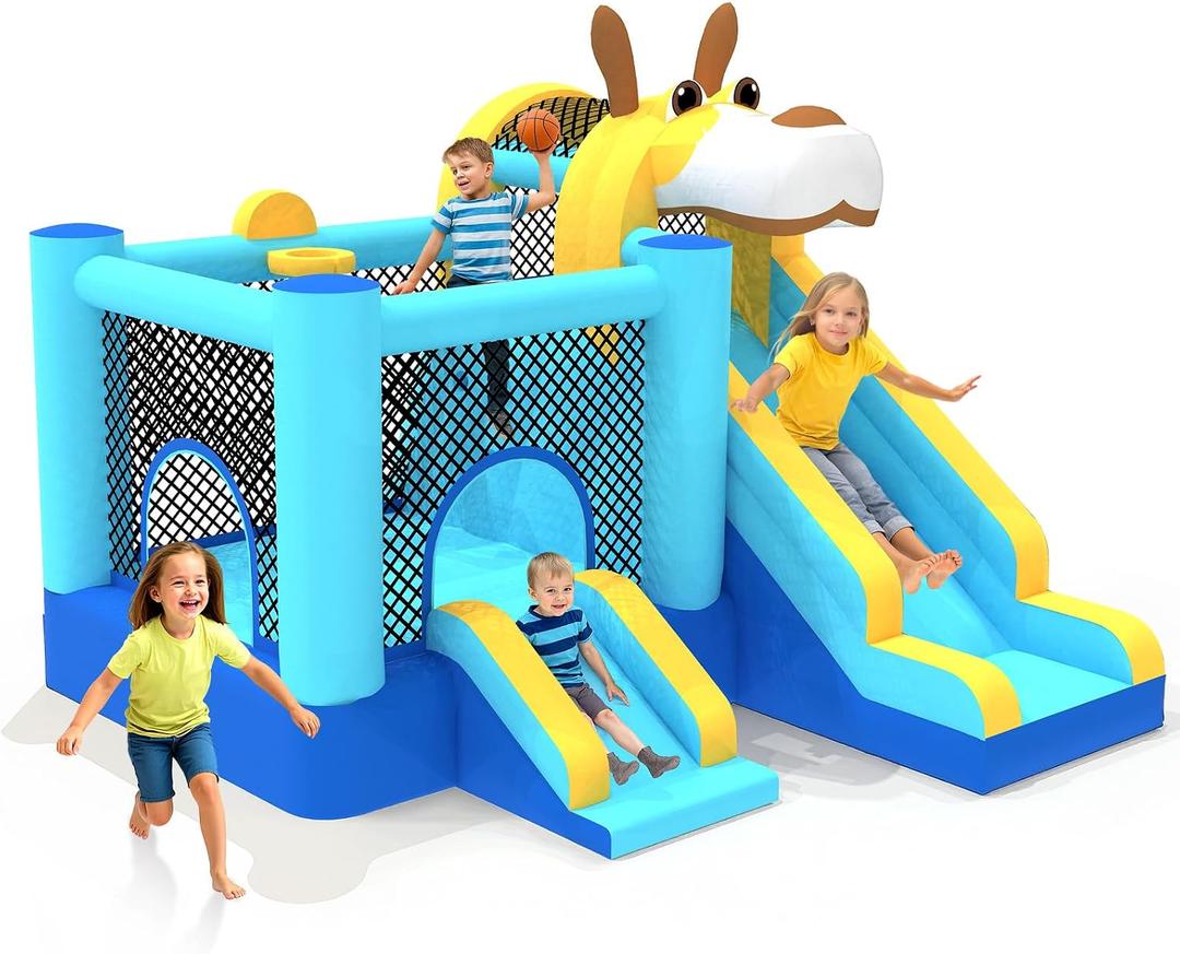 MUKDIY Bounce House for Kids Inflatable Bouncy House with Double Slide, 9.5ft x9.5ft Jumping Castle for Kids, Includes 450W Blower, Outdoor and Indoor Bouncy Castle for Party Birthday, Blue
