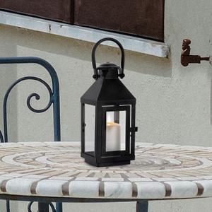 Black Candle Lantern Decorative: 8.6" Small Lanterns Indoor Hanging Candle Holder Modern Farmhouse Home Decor for Christmas Wedding Halloween (4.33" x 4.33" x 8.66")