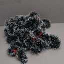 3Pcs x 8.2ft (Total:24.6ft) Christmas Tinsel Garlands with 24 Pcs Red Bows for Indoor and Outdoor Holiday Mardi Gras Xmas and Other Festivities Party Supply (Gray) 