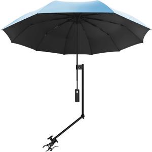 UPF 50+ Beach Umbrella with Adjustable Universal Clamp