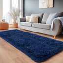 Shag Area Rugs for Living Room, Soft Fuzzy Plush Rugs, Upgrade Anti-Skid Modern Furry Rugs Fluffy Carpets for Kids Room Nursery Home Decor Dark Blue, 2x6Feet