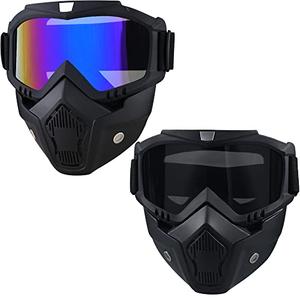 Motorcycle Goggles with Adjustable Face Mask,Dirt Bike ATV Motocross MX Riding Offroad Cycling Protective Glasses