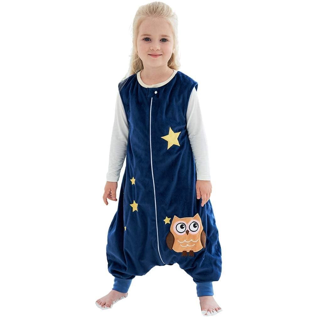 MICHLEY Toddler Sleeping Sack with Feet Newborn Infant Sleeveless Sleeping Bag 2-way Zipper Baby Wearable Blanket for Walkers,Dark Blue Owl,1-3T