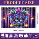 Mardi Gras Backdrop Banner Carnival Masquerade Photography Backgrounds Mask Colorful Backdrop Party Decoration Banner Studio Props Seasonal Decor Home and Party Banner 71x43 Inch (Feathered Mask#003)