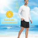 Men's UPF 50+ Sun Protection Beach Shirts Short Sleeve SPF UV Rash Guard Swim Quick Dry Water Swimming T-Shirts (White, XL)