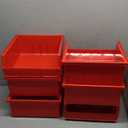Akro-Mils 30235 AkroBins Plastic Storage Bins, Space-Saving Stackable Bins for Garage, Pantry, Craft Organization, 11-" x 11-" x 5-", Red, 6-Pack