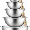 FineDine Stainless Steel Mixing Bowls Set, Dishwasher Safe, Up To 8 Quart Metal Mixing Bowls For Kitchen, Nesting, Large, Small, Big Food Prep, Cooking, Baking (6 Pack)
