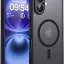 TOCOL for iPhone 16 Plus Case, Compatible with MagSafe, Full Camera Protection Shockproof Military-Grade Magnetic Translucent Matte Back Bumper Phone 16 Plus Cover 6.7-inch（Black）Pack Of 2