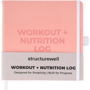 Workout + Nutrition Log 12 Week Fitness Tracker, Workout Log Book, Gym Planner, and Food Journal | Daily Exercise, Diet, Weightlifting, and Nutrition Log (Soft Blush)