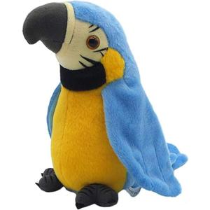 GREUS 9'' Cute Talking Parrot Repeats What You Say Electronic Interactive Plush Toy Stuffed Animal Record Parrot Waving Wings Funny Bird Toys for Children Girls Boys Best Xmas Gift (Blue Parrot)