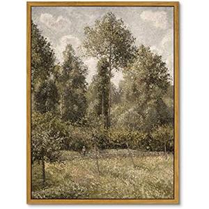 InSimSea Framed Canvas Prints Art Vintage Decor, Room Decor Classical Artwork Poplars Camille Pissarro, Retro Wall Art Paintings Kitchen Bathroom Office Farmhouse Wall Decorations, 12"x16"