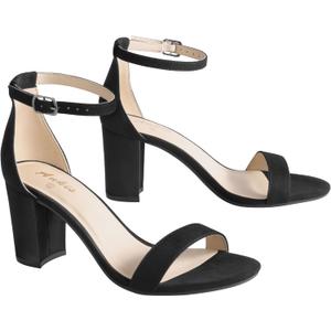 Ankis Heels for Women Open Toe Ankle Strap Chunky Heel Sandals 2.75 Inch (Black), 9.5B