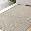Door Mat Inside Entrance 24x36, Ultra Non Slip Rubber Backed Dirt Trapper, Low Profile Thin Welcome Doormat, Absorbent Easy Clean Entry Mats for Entryway, Patio, Beige (2' x 3' (Rectangular))
