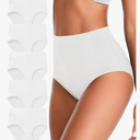 ASIMOON Tummy Control High Waisted Underwear for Women Cotton Plus Size Full Coverage Panties Ladies Briefs, Size Medium