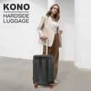 Kono Lightweight 24 Inch Expandable Luggage with Quiet Spinner Wheels TSA Lock, Scratch and Drop Resistant PC+ABS Hardside Durable Medium Checked Suitcase, Black & Brown