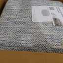 SIMPLIHOME Nate Square Pouf - 18 inch Wide Upholstered Handwoven Cotton Ottoman in Denim Melange, Boho Footstool or Extra Seating for Living Room or Bedroom with Polystyrene EPS Beads, Assembled, 18"D x 18"W x 14"H