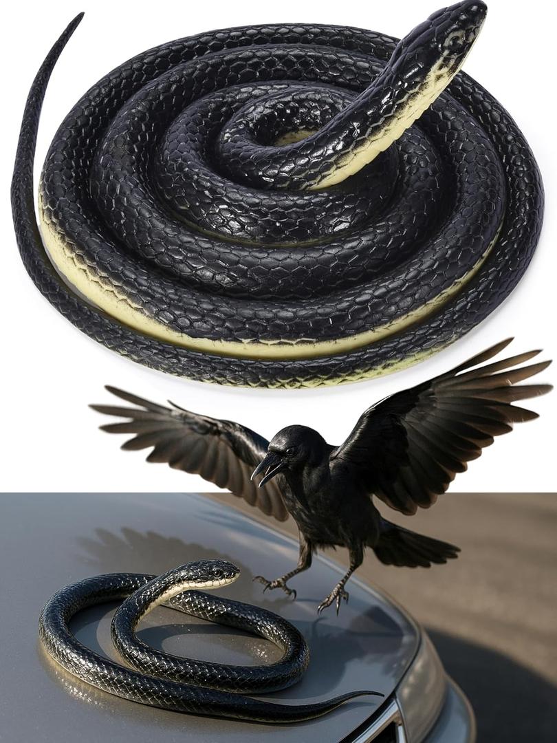 Homarden Fake Snake Toys - Garden Prop to Keep Birds and Squirrels Away - Prank Props for Halloween - Long Lifelike Serpent to Scare Mouse, Squirrel, Bird, and Other Animals