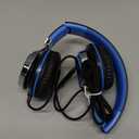 AILIHEN C8 Headphones Wired, On-Ear Headphones with Microphone and Volume Control Foldable Corded Stereo 3.5mm Headset for Smartphones Chromebook Laptop Computer PC Tablets Travel(Black/Blue) (Medium)