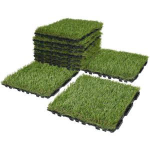 XLX TURF Interlocking Artifical Grass Tiles 18 PCS - 12"x12" Fake Grass Square for Dog Potty Kennel - Indoor Outdoor Turf Self-draining Deck Flooring Decor Balcony Patio - U Shape Buckle System
