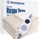 Westinghouse Electric Throw Blanket, Flannel Sherpa Heated Throw with 6 Heating Levels and 2-10 Hours Auto-Off, Flower Jacquard Heated Blanket, Fast Heating & ETL Certification, 50" x 60" Inch, Beige