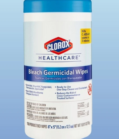 Clorox Healthcare Bleach Germicidal Wipes, 150/Can