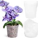 TRUEDAYS 4 Pack Orchid Pot with Saucers, 6 Inch Clear Orchid Pots with Holes, Plastic Planter with Trays, Breathable Slotted Orchids Planters for Indoor Outdoor Plants (6Inch-4Pack with 4 Saucers)