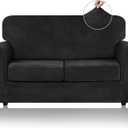 WEERRW Velvet Couch Covers for 2 Cushion Couch Sofa - High Stretch Luxury Velvet Plush 3 Pieces Sofa Slipcovers with Elastic Bottom, Furniture Protector for Pets, Machine Washable, Black, Medium
