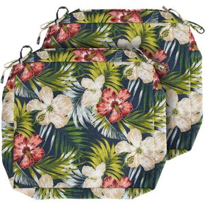 Magpie Fabrics Outdoor Cushion Cover Replacement 2 Pack, NO Insert! Water Repellent Slipcover with Ties Decor for Patio Garden Chair Sofa Bench Wicker(Midnight Floral, 22x20x4 Inch)