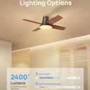 Dreo Ceiling Fans with Lights and Remote, 44 Inch Low Profile, Black Flush Mount Bedroom Ceiling Fan, Reversible Motor, 5CCT LED, 6-Level Dimmable, 6-Speed, Quiet, Timer, Easy-Install