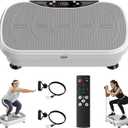 Vibration Plate Exercise Machine, Full Body Shaker Workout Vibration Plate for Lymphatic Drainage Weight Loss, Waver Vibrating Fitness Platform with Resistance Bands, Low Noise Home Fitness for Adults (White)